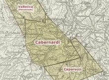 Cartina delle aree relative alle tre concessioni:
Vallotica (chiamata anche Percozzone) - Cabernardi - Caparucci