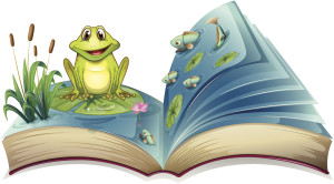 Book with a story of frog in the pond