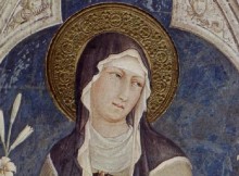 Santa Chiara, particolare in un affresco di Simone Martini, Basilica inferiore di Assisi